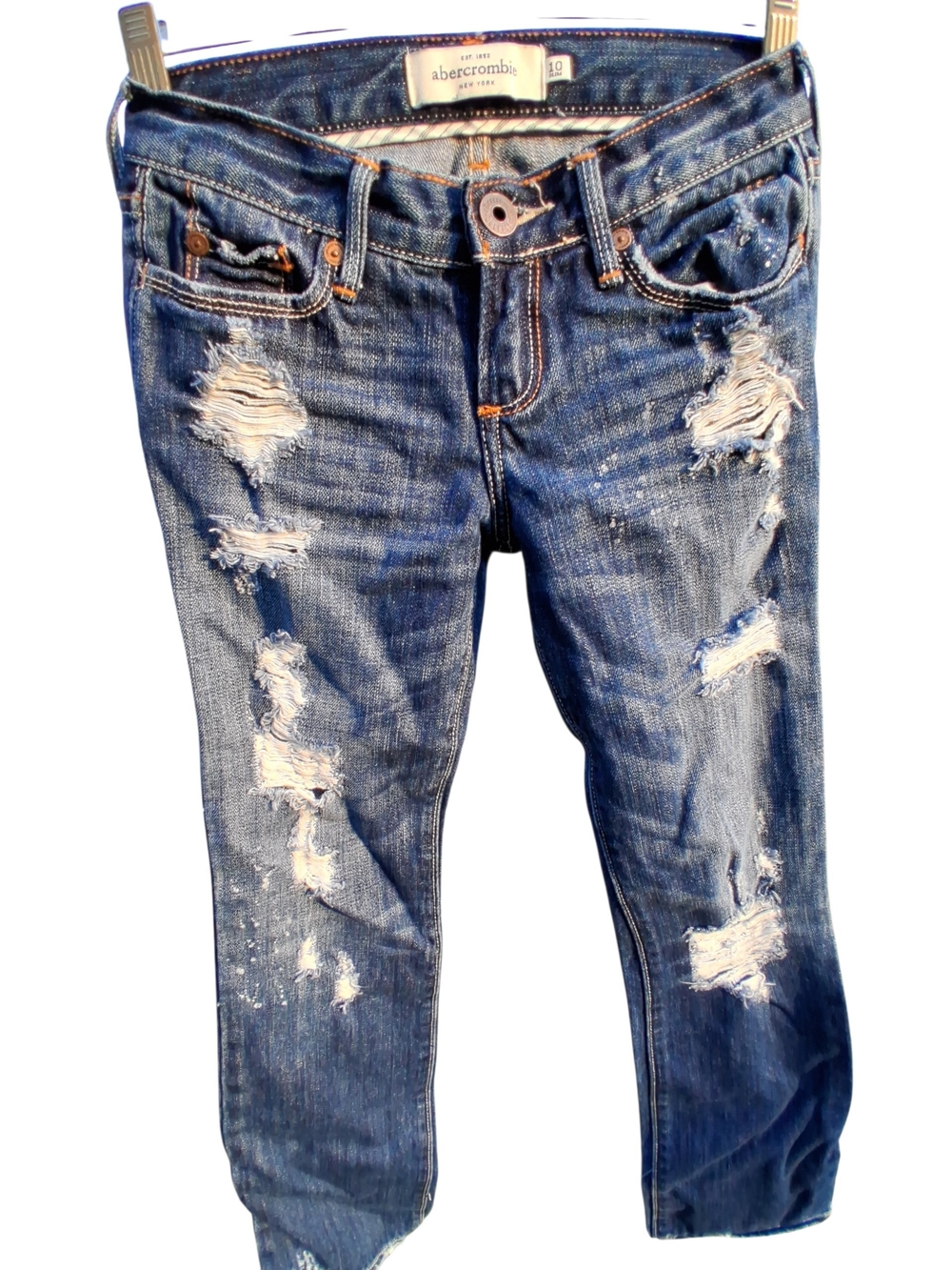 Abercrombie & Fitch Distressed Dark Blue Kids' Boyfriend Jeans